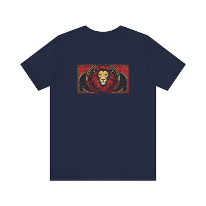 Leo - Gothic Zodiac, Red Graphic on the back T-Shirt. Zodiac in the Shadows