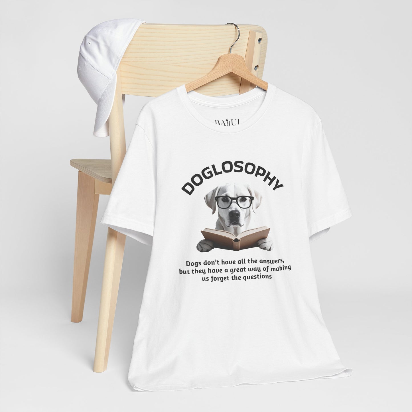 Doglosophy Unisex Jersey Short Sleeve Tee –  "Dogs don't have all the answers" Design