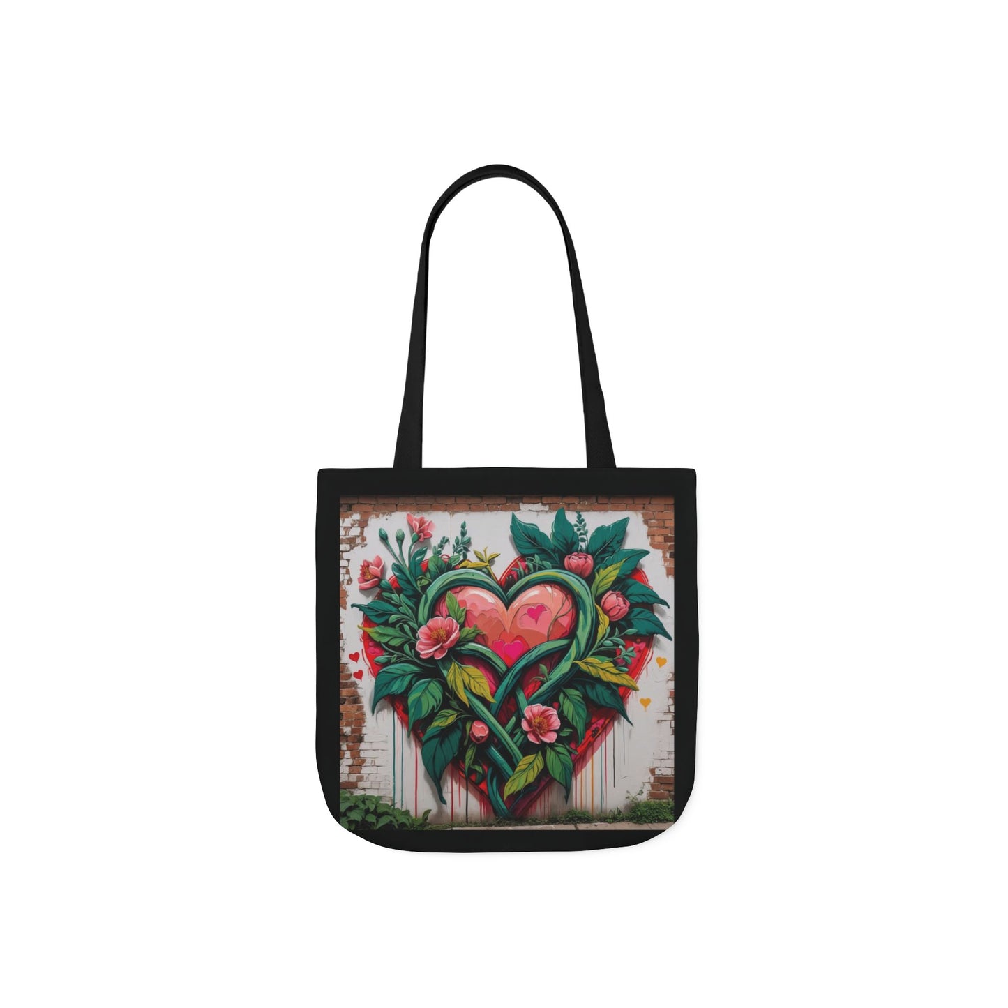 Artistic Surge - Eco-Friendly Canvas Tote Bag - FLOWERED HEARTS