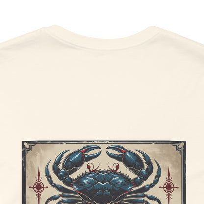 Cancer - Gothic Zodiac T-Shirt. Blue graphic on the back.  Zodiac in the Shadows