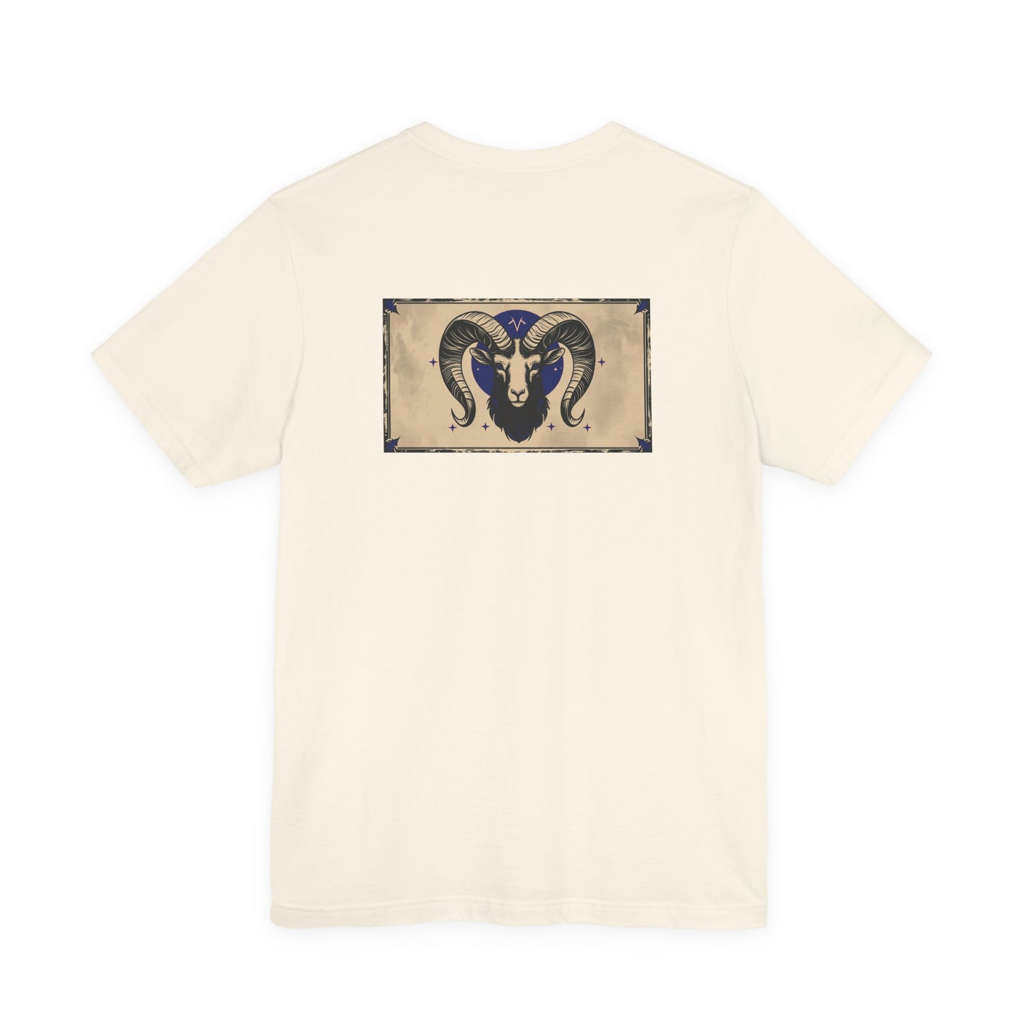Aries - Gothic Zodiac T-Shirt. Blue graphic on the back. Zodiac in the Shadows