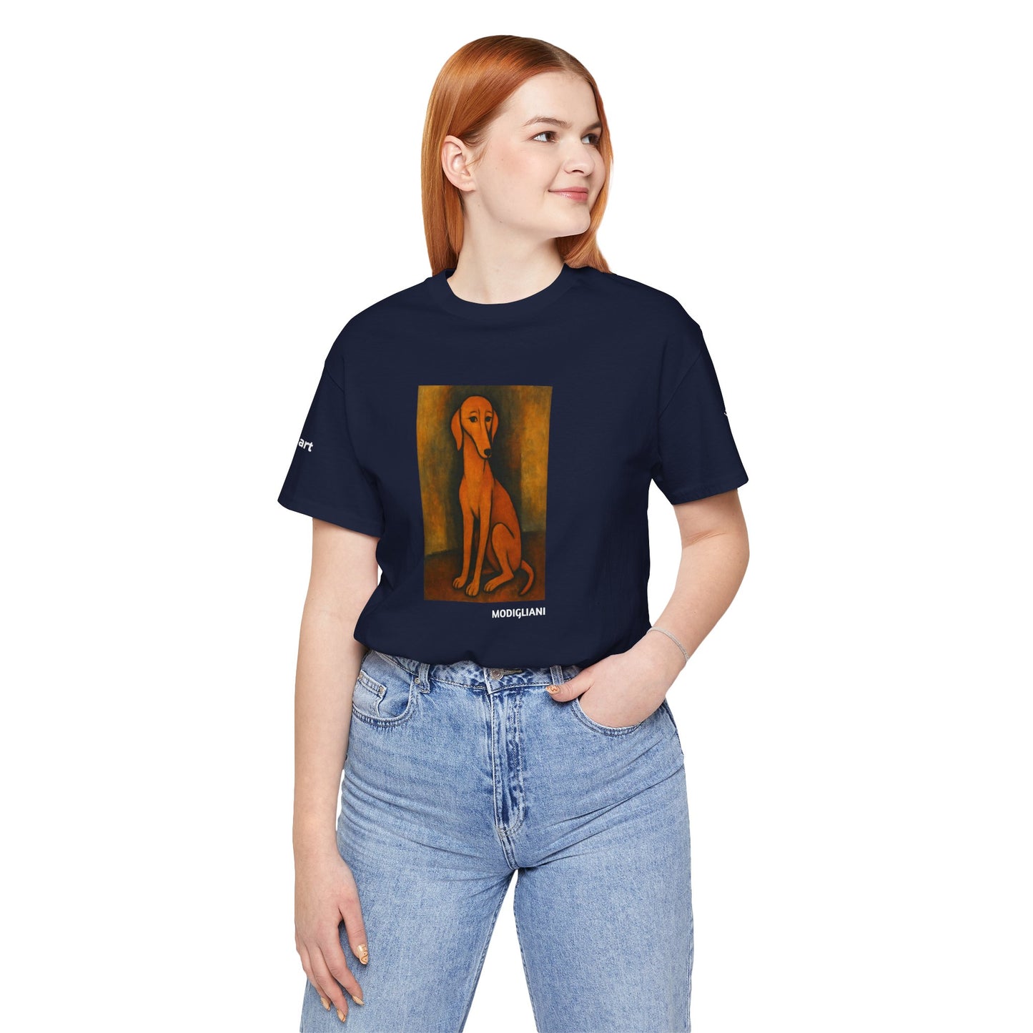 DOGART Unisex Jersey DOG T-Shirt - MODIGLIANI - Iconic Painting Reimagined with Dogs