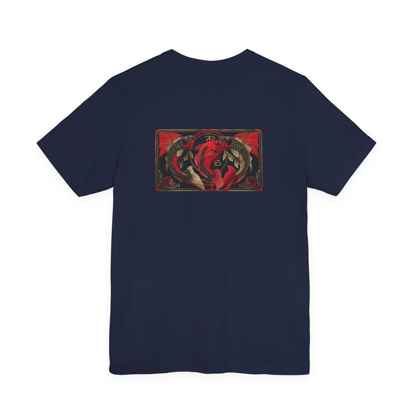 Pisces - Gothic Zodiac, Red Graphic on the back T-Shirt. Zodiac in the Shadows