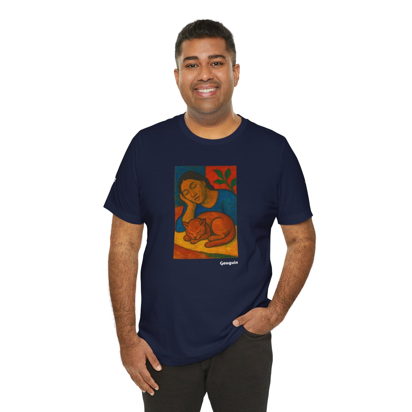 CATART Unisex Jersey Cat T-Shirt - GAUGUIN - Iconic Painting Reimagined with Cats