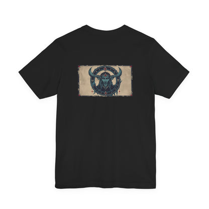 Capricorn - Gothic Zodiac T-Shirt. Blue graphic on the back.  Zodiac in the Shadows