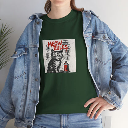 Rebel Graphic Tee - Unisex Heavy Cotton T-Shirt for the Wild at Heart. Rebel Tees, Born to Be Worn - MEOW RULES