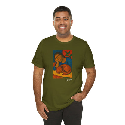 CATART Unisex Jersey Cat T-Shirt - GAUGUIN - Iconic Painting Reimagined with Cats