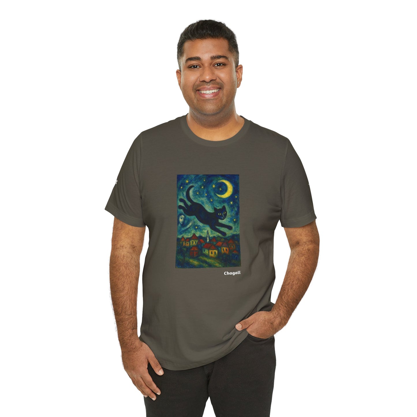 CATART Unisex Jersey Cat T-Shirt - MARC CHAGALL - Iconic Painting Reimagined with Cats