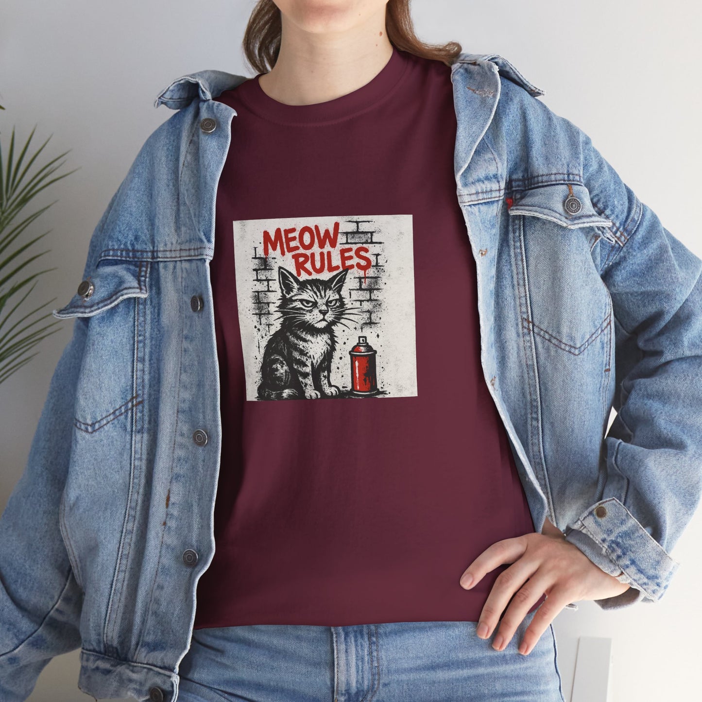 Rebel Graphic Tee - Unisex Heavy Cotton T-Shirt for the Wild at Heart. Rebel Tees, Born to Be Worn - MEOW RULES