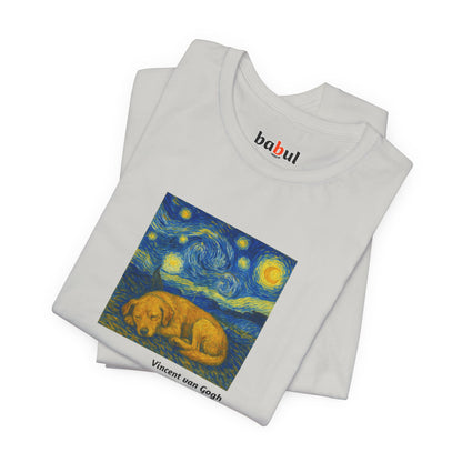 DOGART Unisex Jersey Dog T-Shirt - VAN GOGH - Iconic Painting Reimagined with Dogs