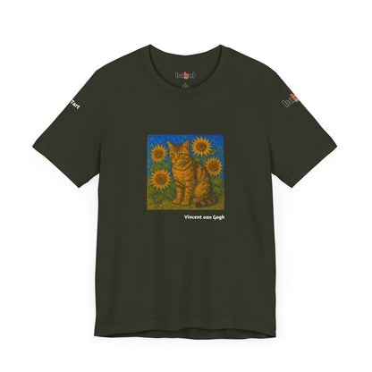 CATART Unisex Jersey Cat T-Shirt - Vincent van Gogh - Iconic Painting Reimagined with Cats