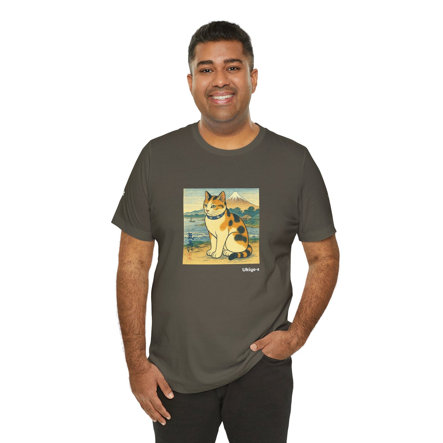 CATART Unisex Jersey Cat T-Shirt - UKIYO-E Japanese art Style - Iconic Painting Reimagined with Cats