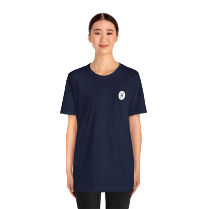 Pisces - Gothic Zodiac, Red Graphic on the back T-Shirt. Zodiac in the Shadows
