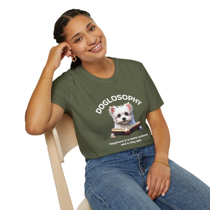 Doglosophy  Unisex Softstyle T-Shirt - "Happiness is a Warm Sunbeam" Design