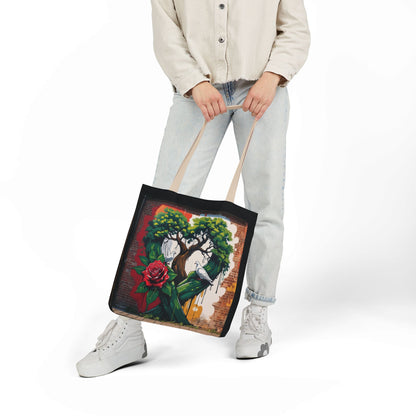 Artistic Surge - Eco-Friendly Canvas Tote Bag - HEART WITH ROSE