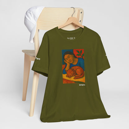 CATART Unisex Jersey Cat T-Shirt - GAUGUIN - Iconic Painting Reimagined with Cats