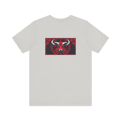 Taurus - Gothic Zodiac, Red Graphic on the back T-Shirt. Zodiac in the Shadows
