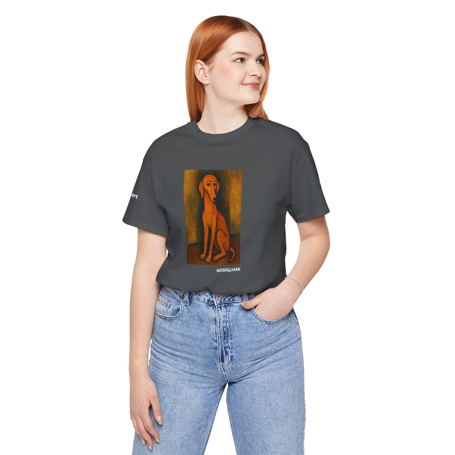 DOGART Unisex Jersey DOG T-Shirt - MODIGLIANI - Iconic Painting Reimagined with Dogs