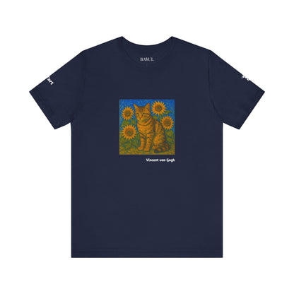 CATART Unisex Jersey Cat T-Shirt - Vincent van Gogh - Iconic Painting Reimagined with Cats