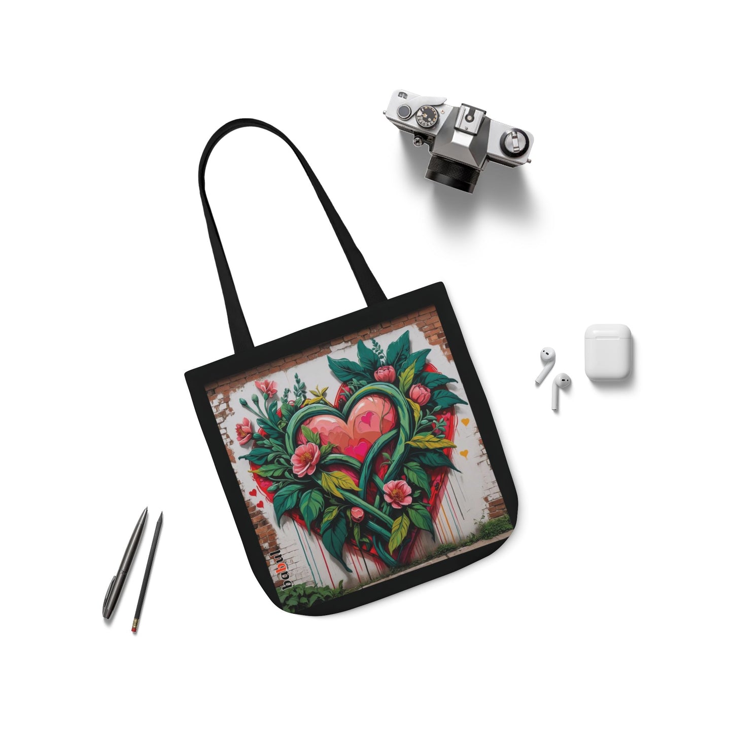 Artistic Surge - Eco-Friendly Canvas Tote Bag - FLOWERED HEARTS