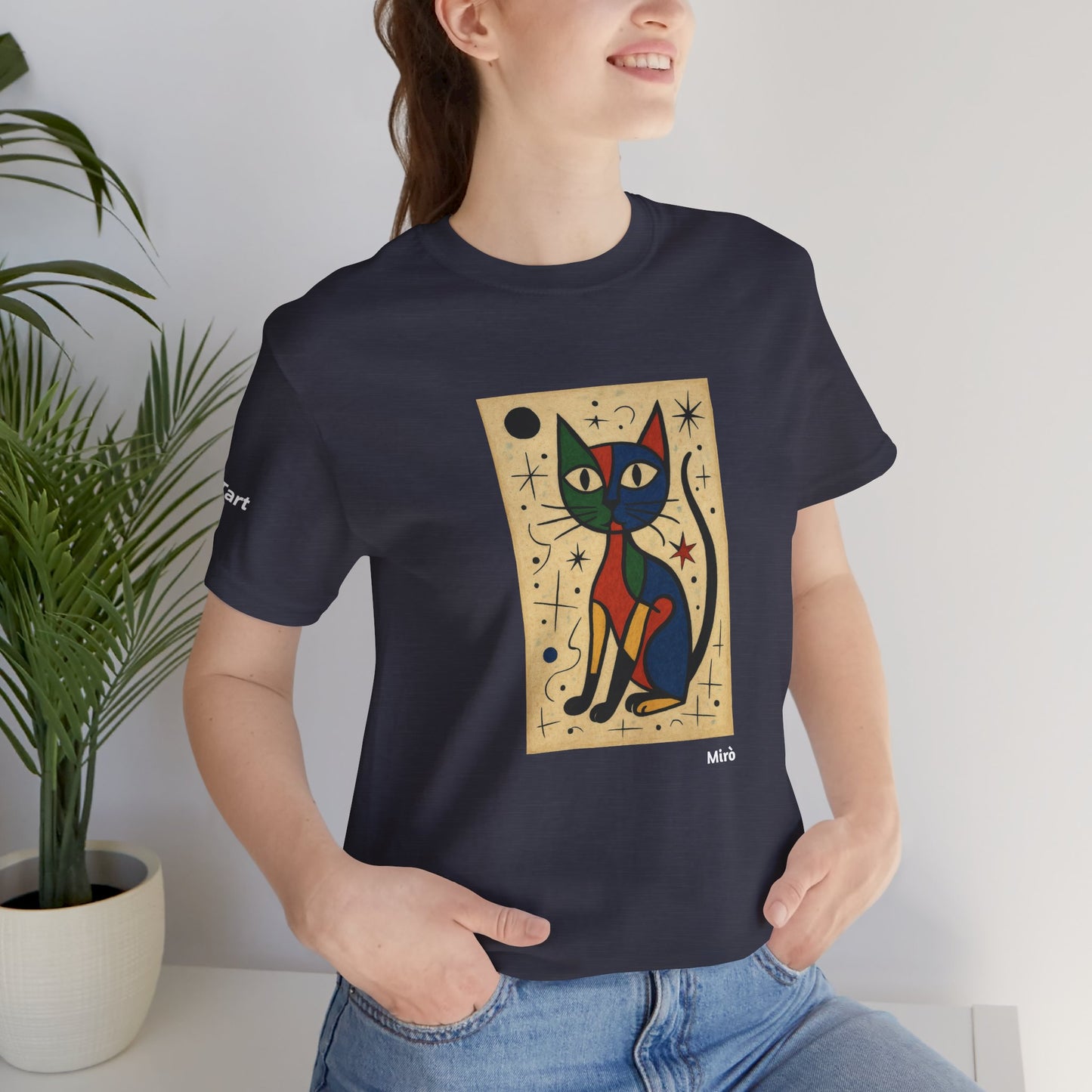 CATART Unisex Jersey Cat T-Shirt - MIRO - Iconic Painting Reimagined with Cats