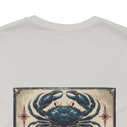 Cancer - Gothic Zodiac T-Shirt. Blue graphic on the back.  Zodiac in the Shadows
