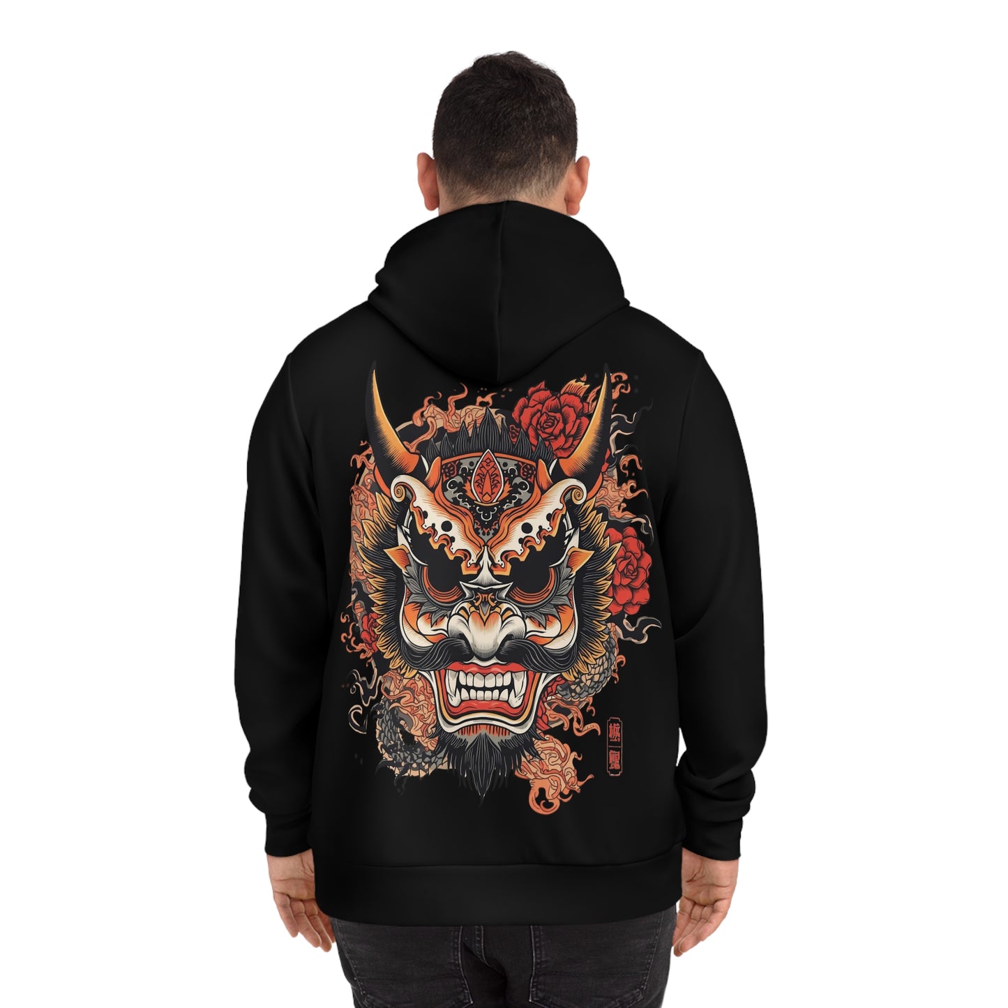 Bold Oni Mask Hoodie - Japanese Irezumi Tattoo Art Streetwear