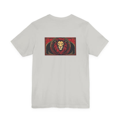 Leo - Gothic Zodiac, Red Graphic on the back T-Shirt. Zodiac in the Shadows