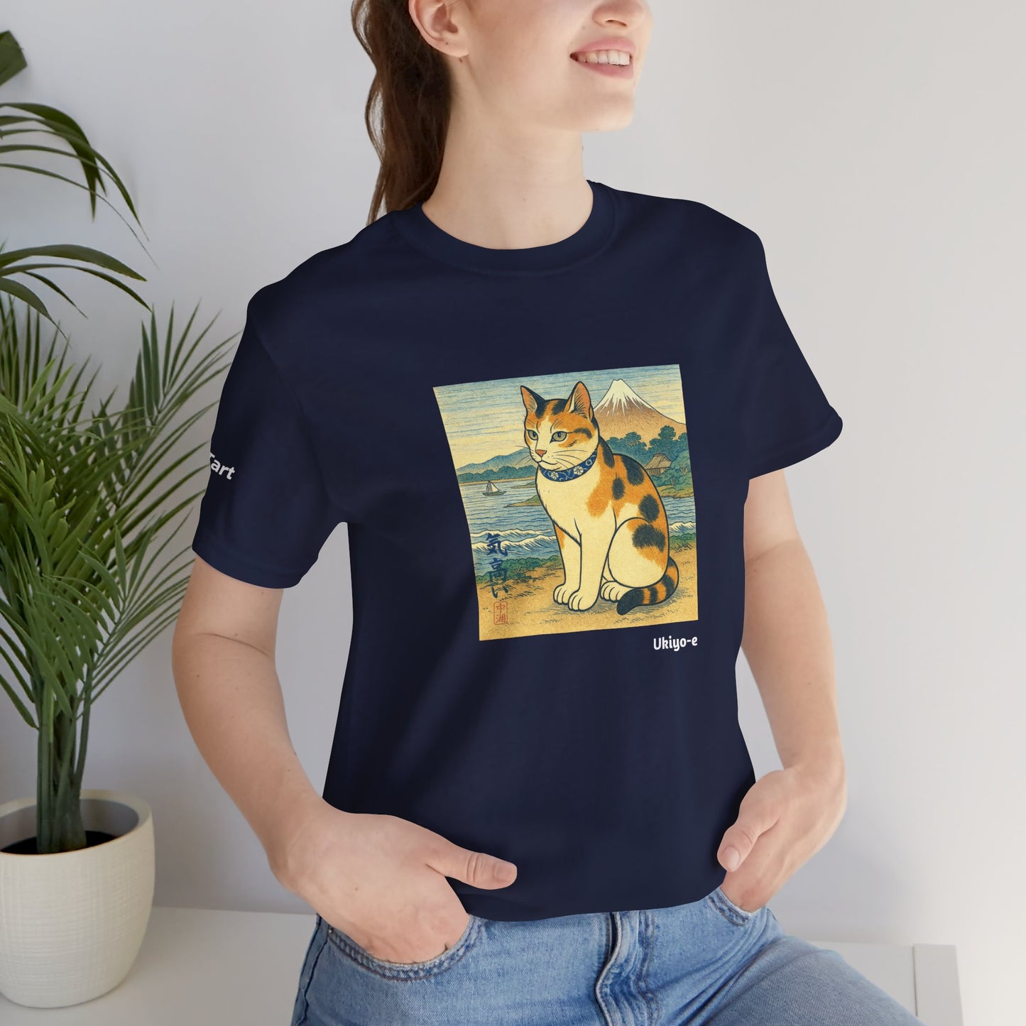 CATART Unisex Jersey Cat T-Shirt - UKIYO-E Japanese art Style - Iconic Painting Reimagined with Cats