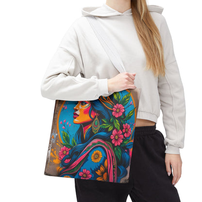 Artistic Surge - Eco-Friendly Canvas Tote Bag - FLOWERING WOMAN