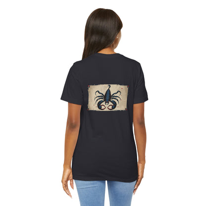 Scorpio - Gothic Zodiac T-Shirt. Blue graphic on the back.  Zodiac in the Shadows