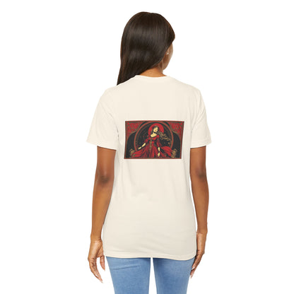 Virgo - Gothic Zodiac, Red Graphic on the back T-Shirt. Zodiac in the Shadows