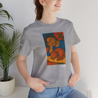 CATART Unisex Jersey Cat T-Shirt - GAUGUIN - Iconic Painting Reimagined with Cats