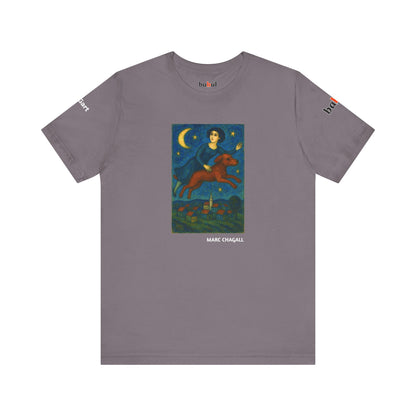 DOGART Unisex Jersey Cat T-Shirt - MARC CHAGALL - Iconic Painting Reimagined with Dogs