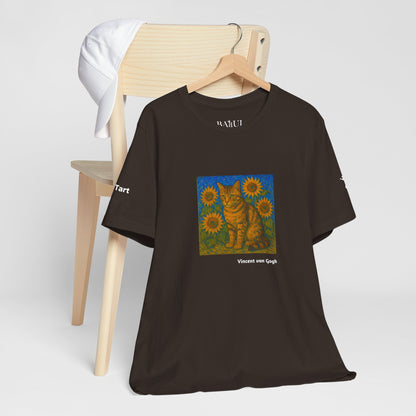 CATART Unisex Jersey Cat T-Shirt - Vincent van Gogh - Iconic Painting Reimagined with Cats