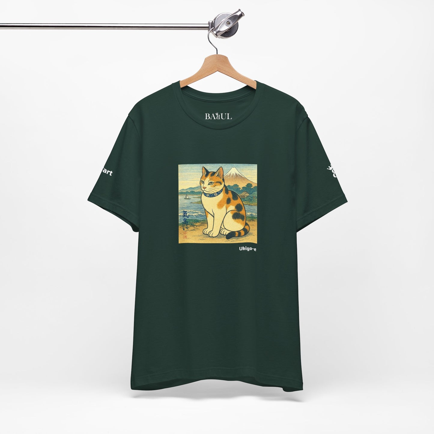 CATART Unisex Jersey Cat T-Shirt - UKIYO-E Japanese art Style - Iconic Painting Reimagined with Cats