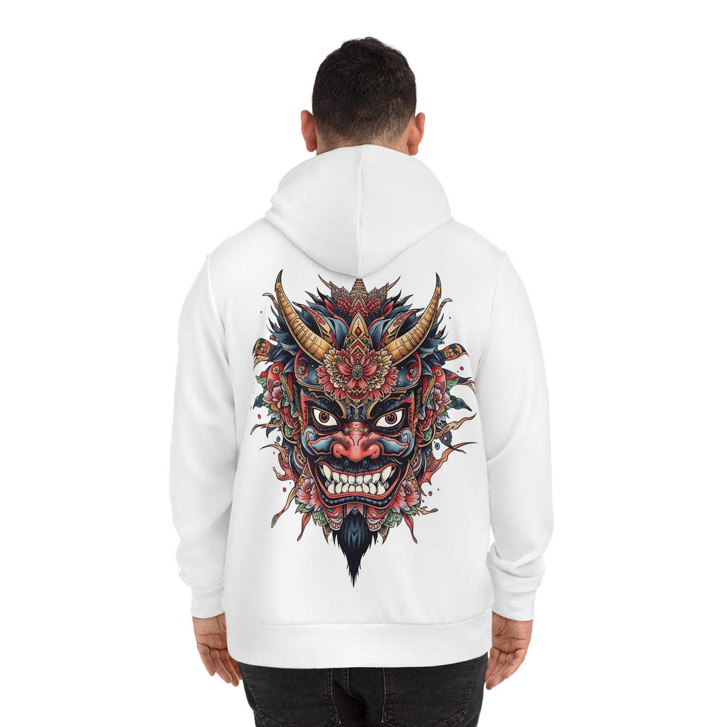 Bold Oni Mask Hoodie - Japanese Irezumi Tattoo Art Streetwear