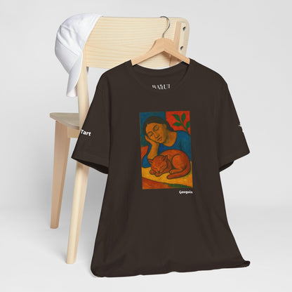 CATART Unisex Jersey Cat T-Shirt - GAUGUIN - Iconic Painting Reimagined with Cats