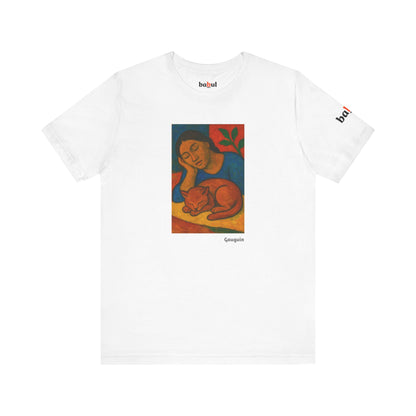 CATART Unisex Jersey Cat T-Shirt - GAUGUIN - Iconic Painting Reimagined with Cats