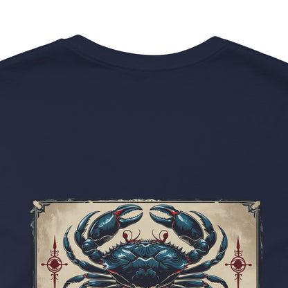 Cancer - Gothic Zodiac T-Shirt. Blue graphic on the back.  Zodiac in the Shadows