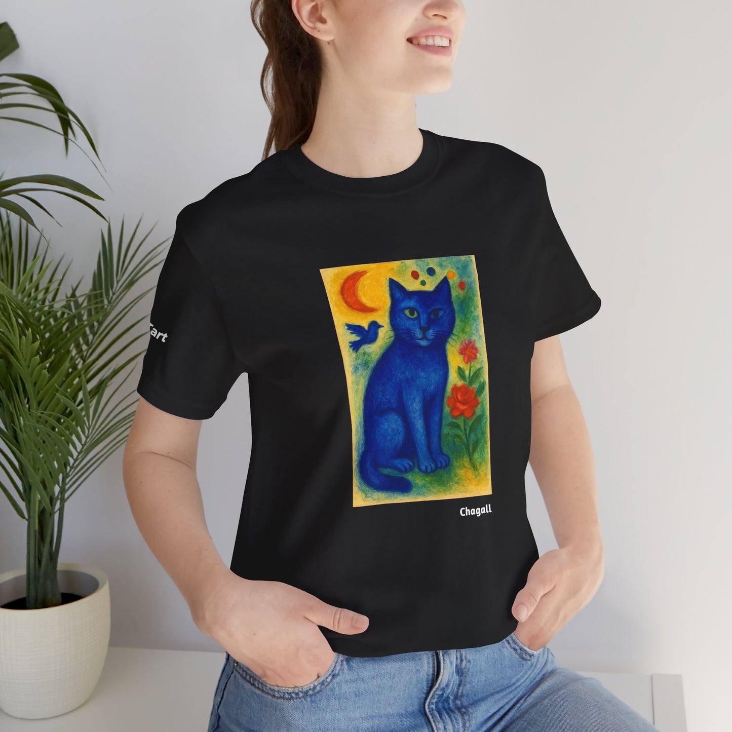 CATART Unisex Jersey Cat T-Shirt - MARC CHAGALL - Iconic Painting Reimagined with Cats