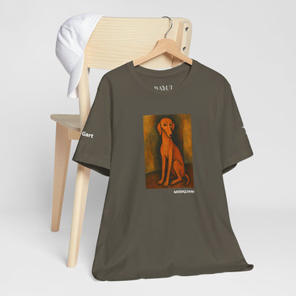 DOGART Unisex Jersey DOG T-Shirt - MODIGLIANI - Iconic Painting Reimagined with Dogs