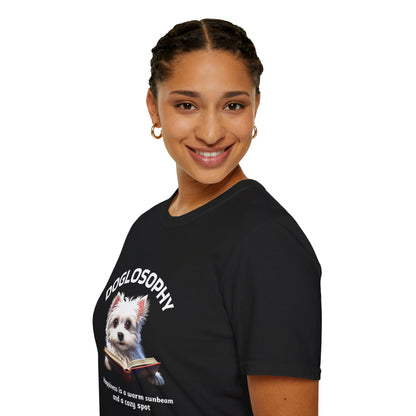 Doglosophy  Unisex Softstyle T-Shirt - "Happiness is a Warm Sunbeam" Design