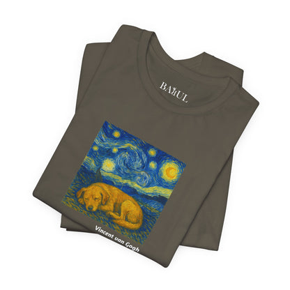 DOGART Unisex Jersey Dog T-Shirt - VAN GOGH - Iconic Painting Reimagined with Dogs