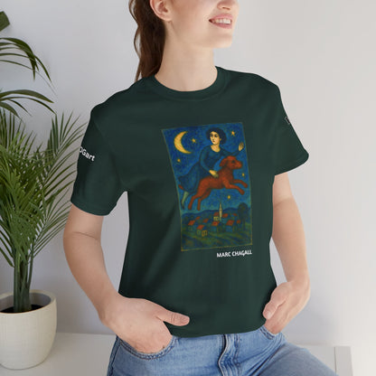 DOGART Unisex Jersey Cat T-Shirt - MARC CHAGALL - Iconic Painting Reimagined with Dogs