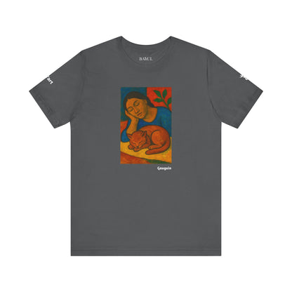 CATART Unisex Jersey Cat T-Shirt - GAUGUIN - Iconic Painting Reimagined with Cats