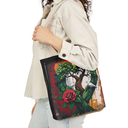 Artistic Surge - Eco-Friendly Canvas Tote Bag - HEART WITH ROSE