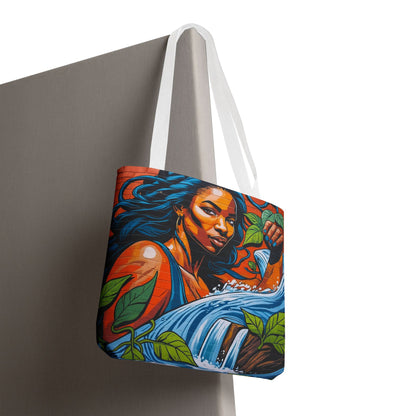 Artistic Surge - Eco-Friendly Canvas Tote Bag - WOMAN WITH WATER