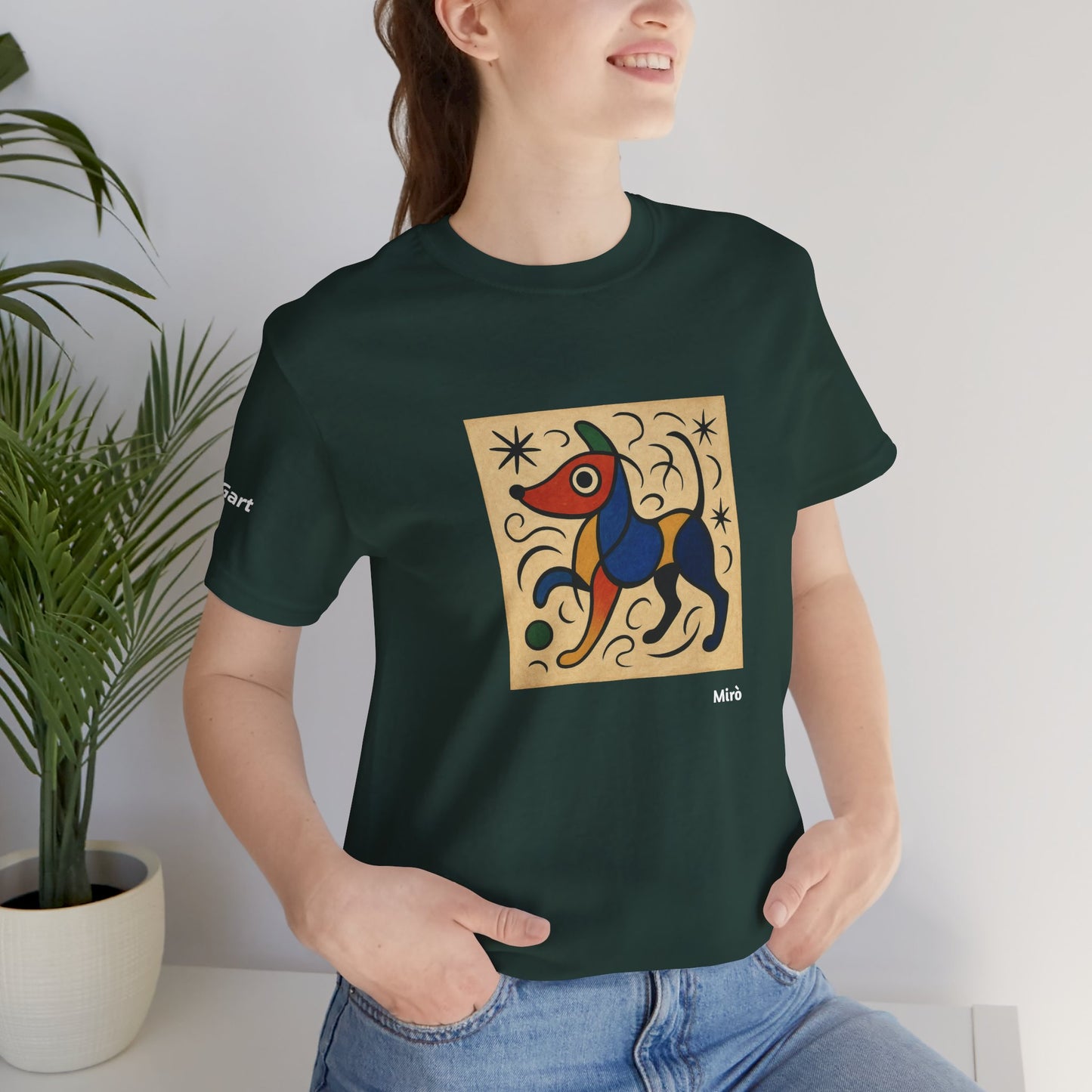 DOGART Unisex Jersey Dog T-Shirt - MIRO - Iconic Painting Reimagined with Dogs