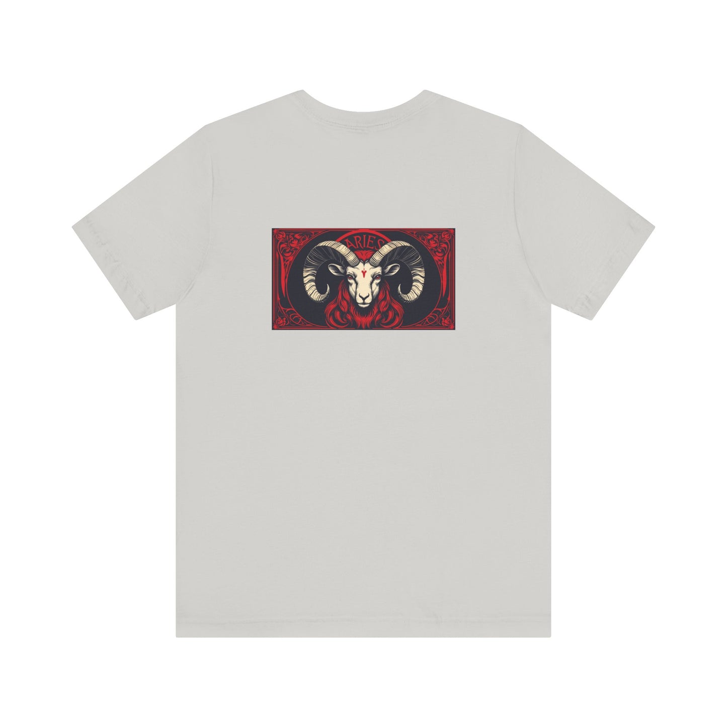 Aries - Gothic Zodiac, Red Graphic on the back T-Shirt. Zodiac in the Shadows